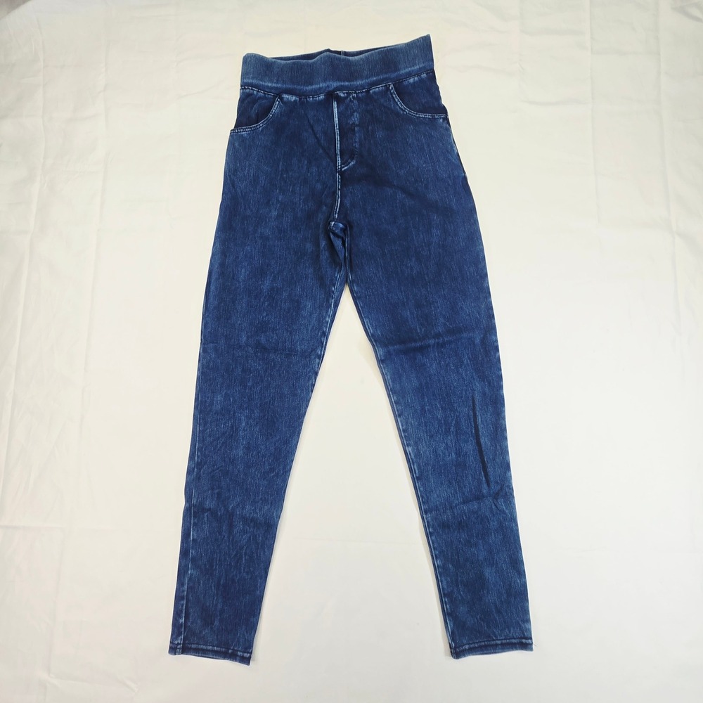Unbranded Women Denim Look Jeggings Size Small Blue High Waist Stretch Leggings